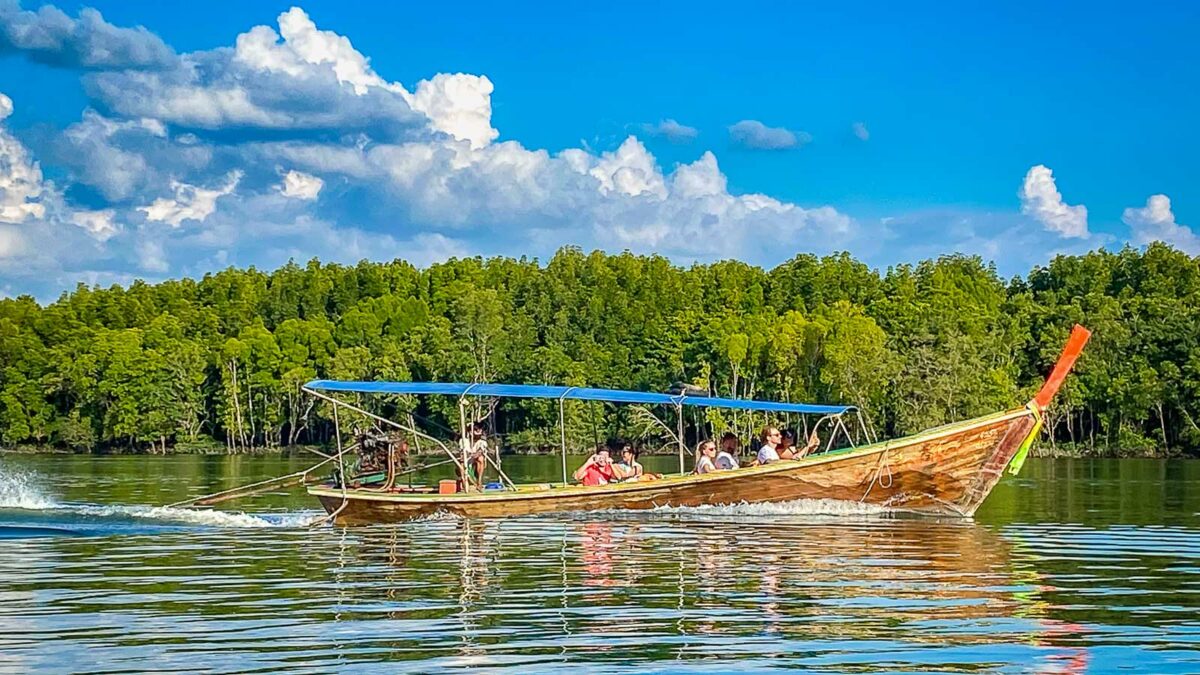 Tour group on boat in Thailand