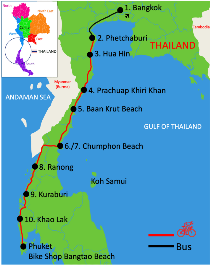 Bangkok to Phuket West Coast Cycling Tour