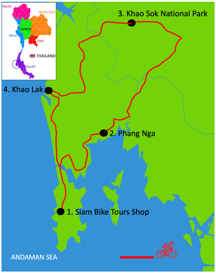 Phuket to Khao Sok Tour Map