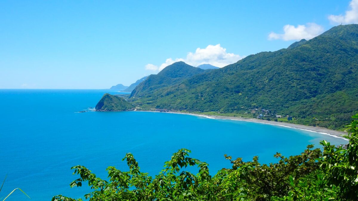 Mountains against a beach in Taiwan
